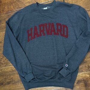 Harvard University Champion Dark Gray Maroon Crewneck Sweatshirt